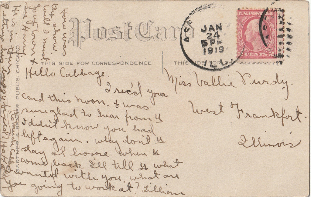 Cupid Calling - Postcard, c. 1910s Back