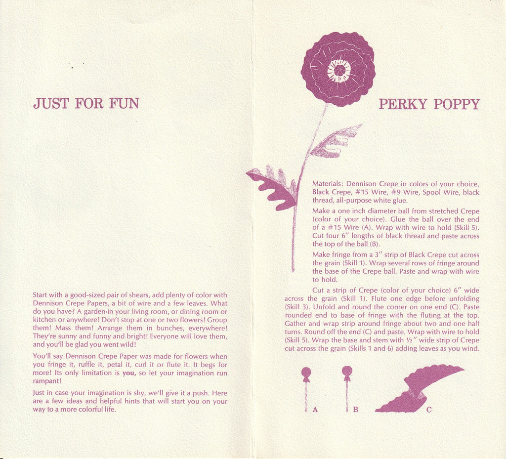 Cut Yourself a Bunch of Fun - Dennison Crepe Paper Flowers - Pamphlet, c. 1960s  page 2