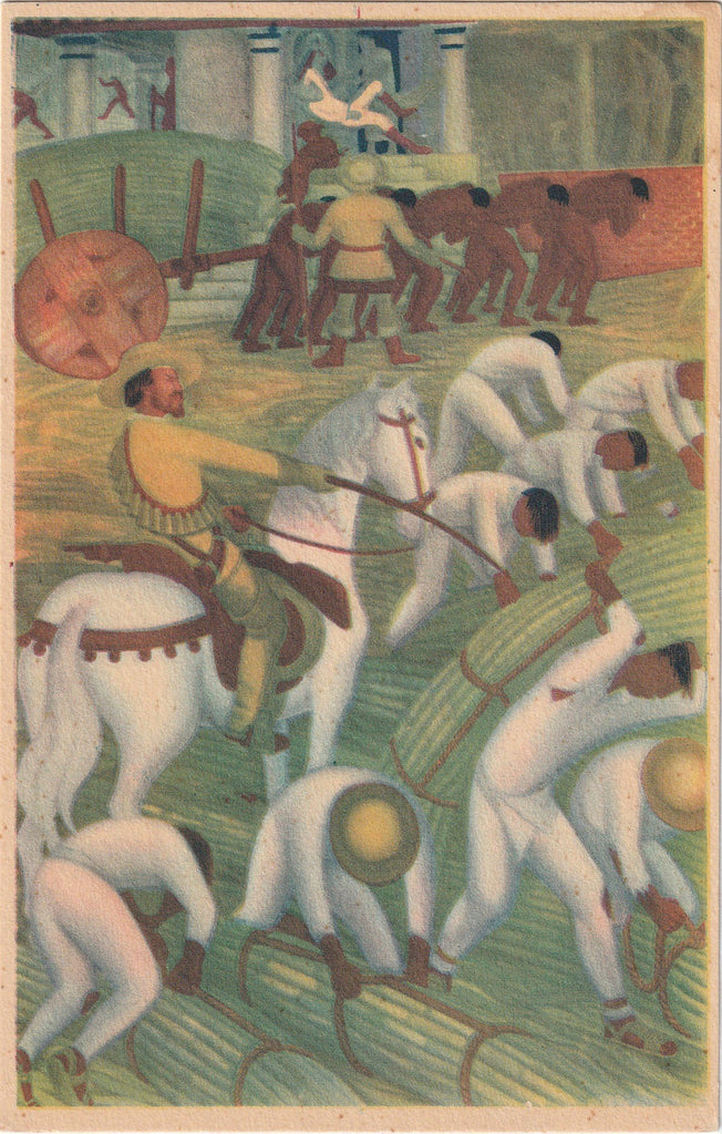 Cutting Sugar Cane- The Palace of Cortes - Cuernavaca, Mexico - Diego Rivera - Postcard, c. 1930s
