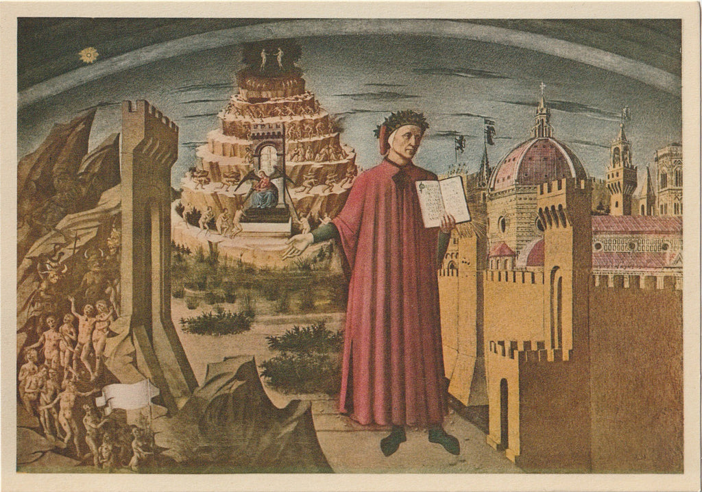Dante and His Poem Painting Domenico di Michelini Postcard