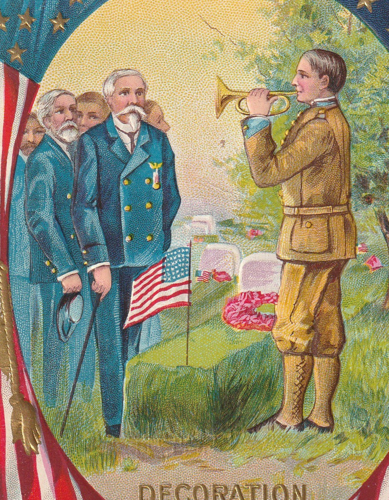 Decoration Day Civil War Veterans Postcard Close Up