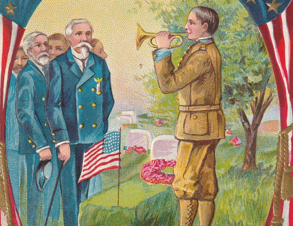 Decoration Day Civil War Veterans Postcard Close Up 2