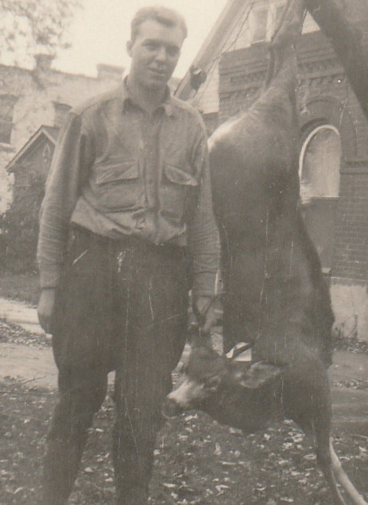 Deer Hunter and Buck - Snapshot, c. 1928 Close Up