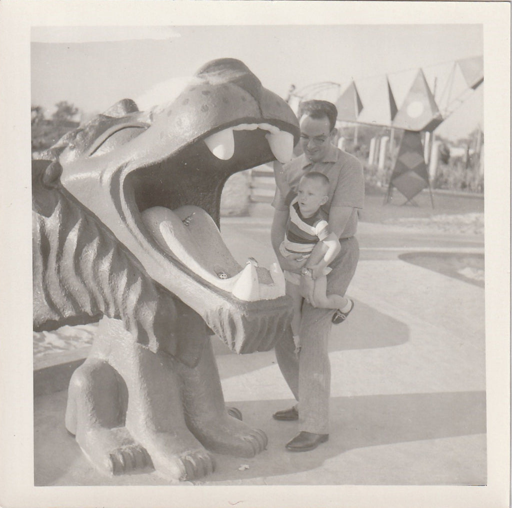 Dennis The Menace Playground Lion Fountain Vintage Photo