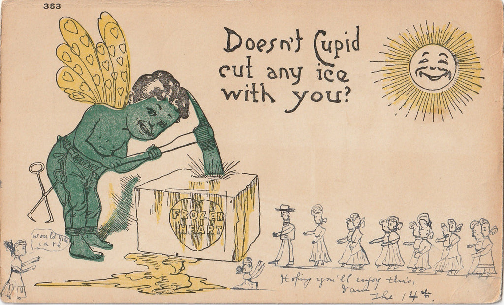 Doesn't Cupid Cut Any Ice With You Valentine Postcard