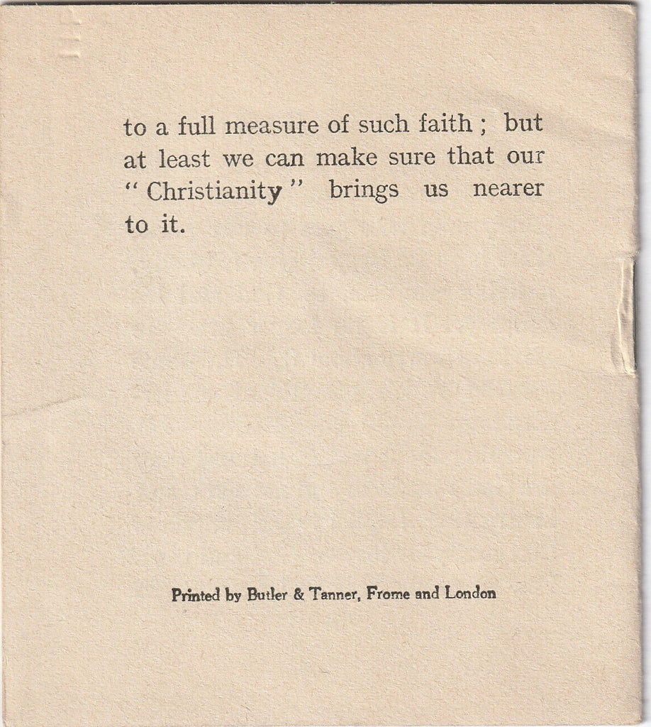 Don't Worry by Donald Hankey YMCA Booklet Back Cover