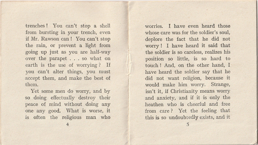 Don't Worry by Donald Hankey YMCA Booklet Inside 2