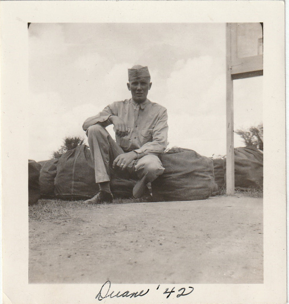 Duane in '42 - WW2 Soldier - SET of 4 - Snapshots, c. 1942