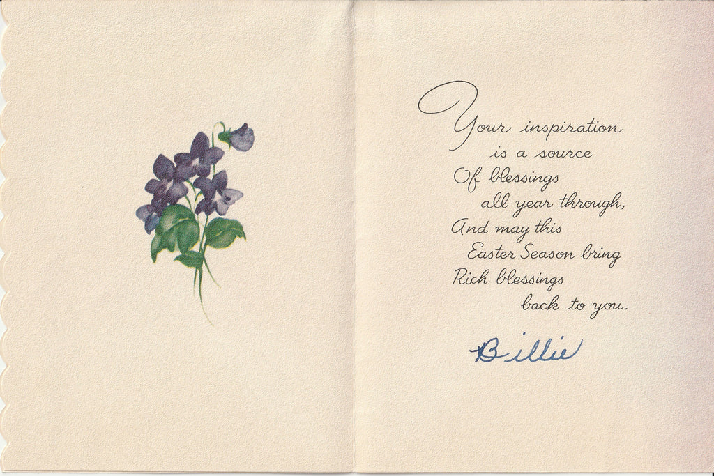 Easter Greetings, Reverend Father - Card, c. 1940s Inside