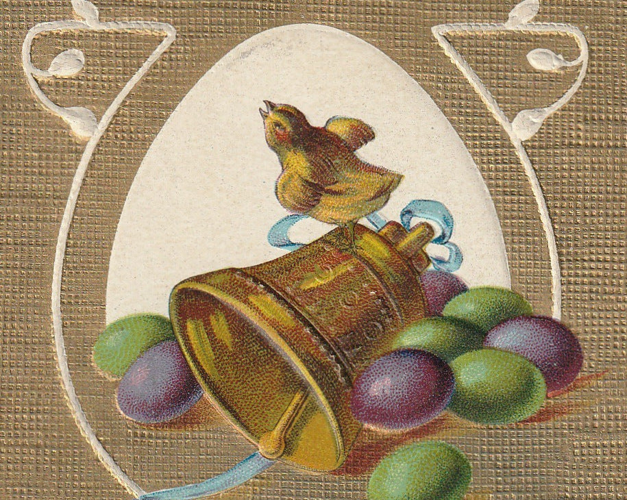 Easter Greetings Antique Postcard Close Up 2