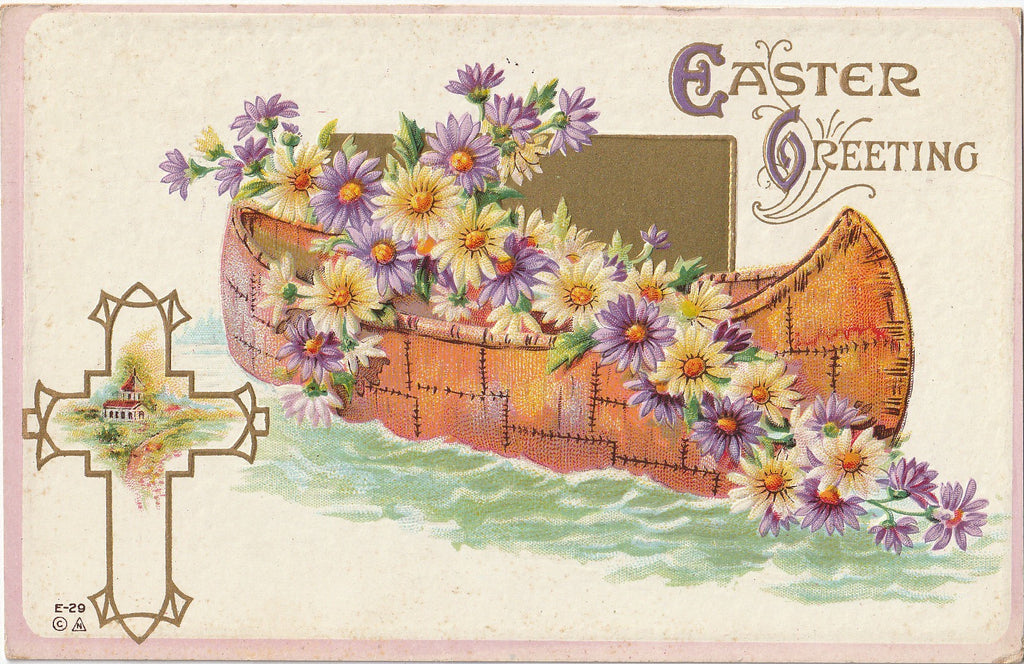 Easter Canoe E Nash Antique Postcard