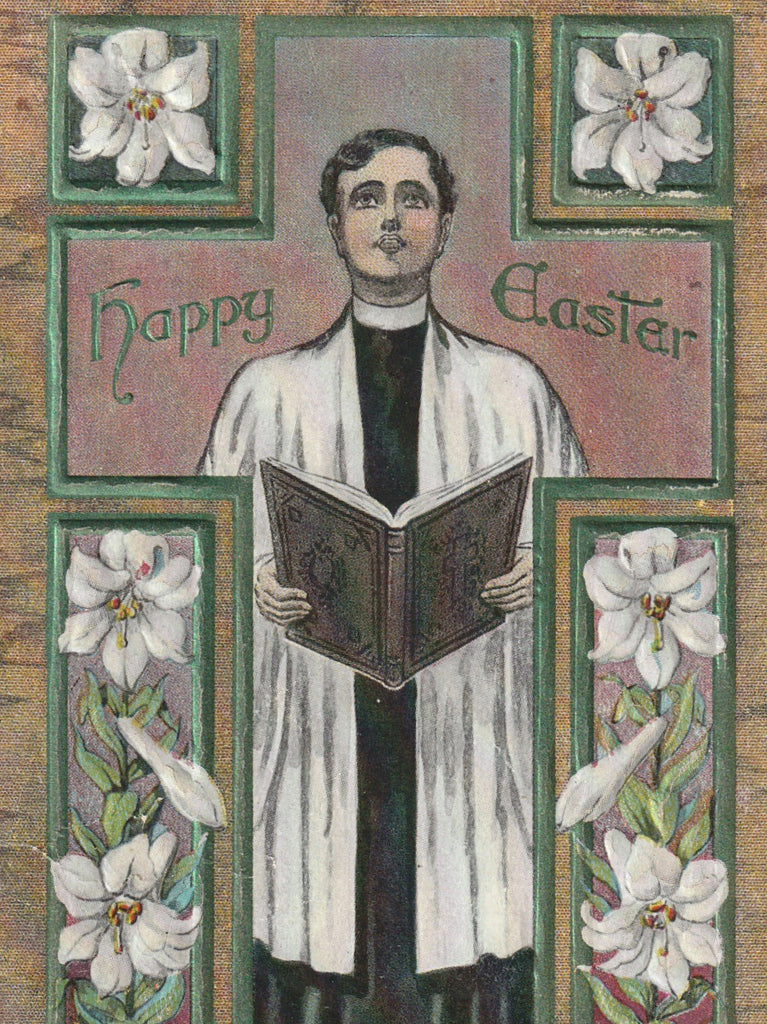 Easter Sermon Antique Postcard Close Up