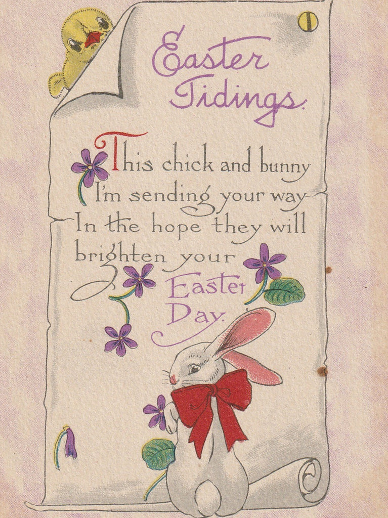 Easter Tidings Antique Postcard Close Up