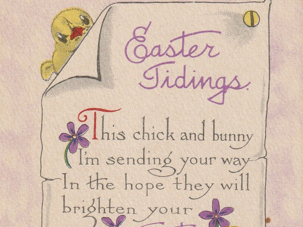 Easter Tidings Antique Postcard Close Up 2