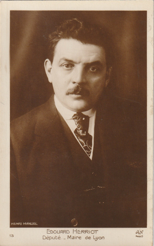 Edouard Herriot - Deputy Mayor of Lyon - Prime Minister of France - Henri Manuel - RPPC, c. 1920s