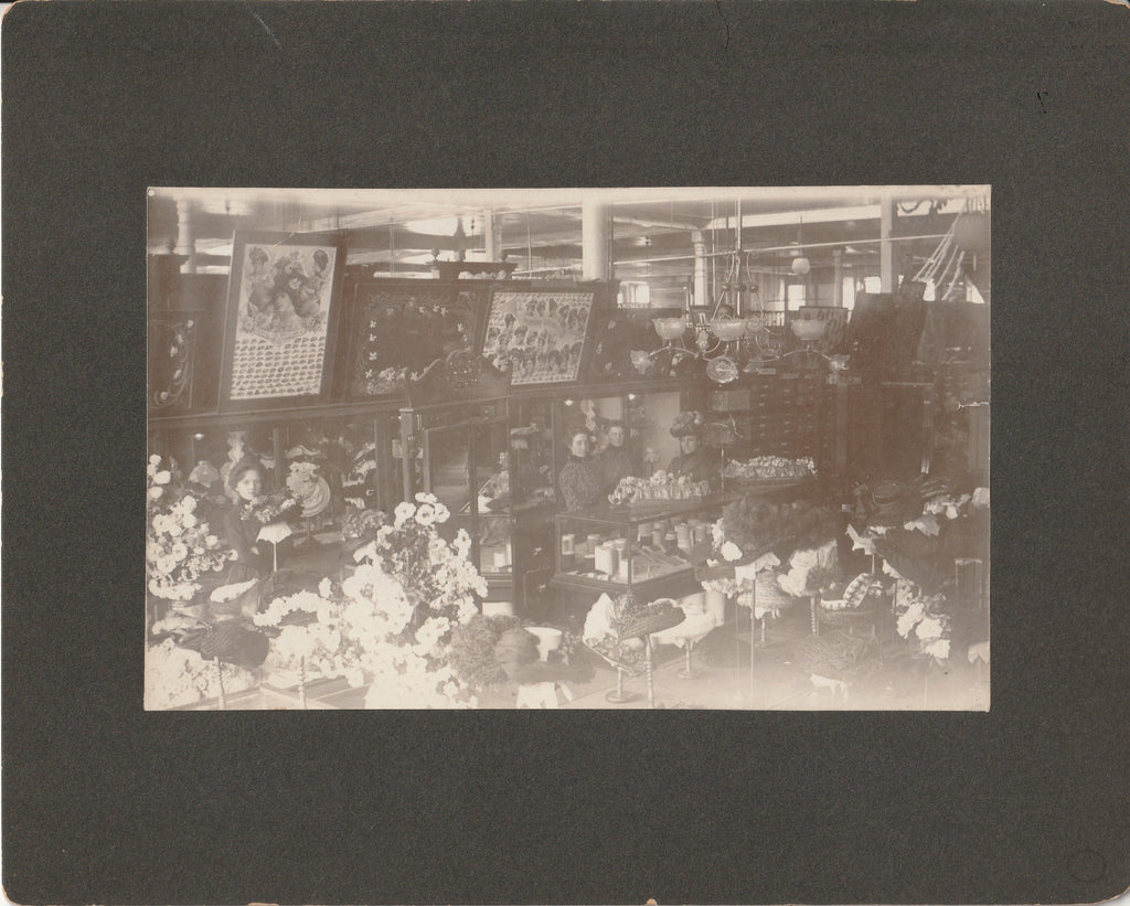 Edwardian Ladies Millinery Department - Cabinet Photo, c. 1900s