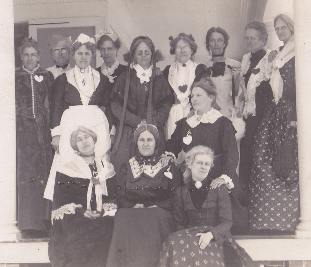 Edwardian Women in Victorian Clothes Valentine Party Close Up