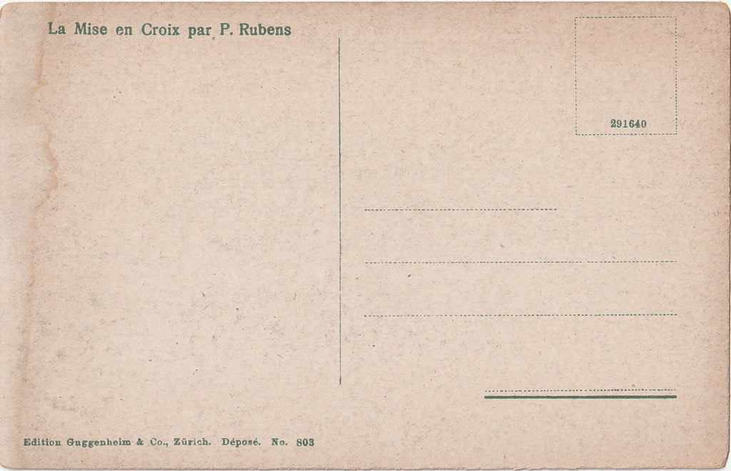Elevation of the Cross  P. Rubens Postcard Back