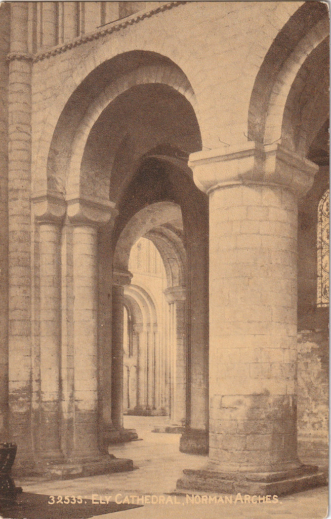 Ely Cathedral Norman Arches Antique Postcard