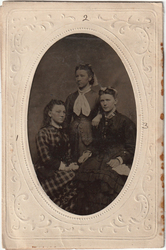 Emma, Anna and Christine Pederson - Tintype Photo, c. 1800s