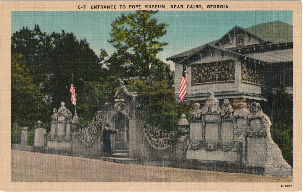 Entrance to Pope Museum Cairo GA Vintage Postcard