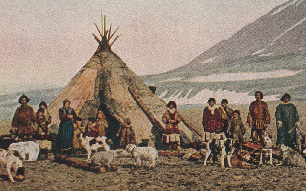 Eskimo Family in Greenland Antique Postcard Close Up