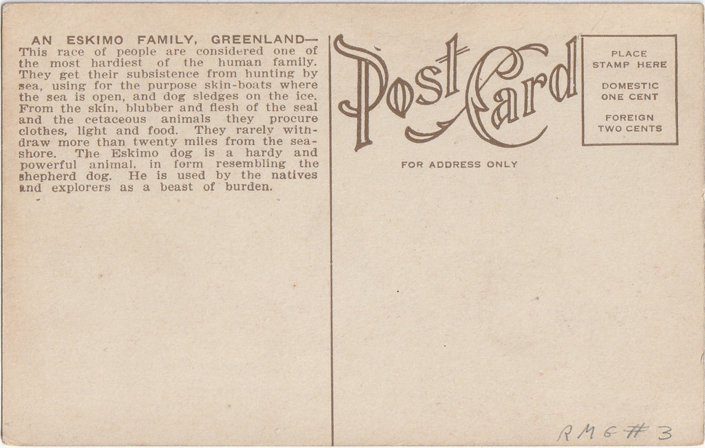 Eskimo Family in Greenland - Postcard, c. 1910s