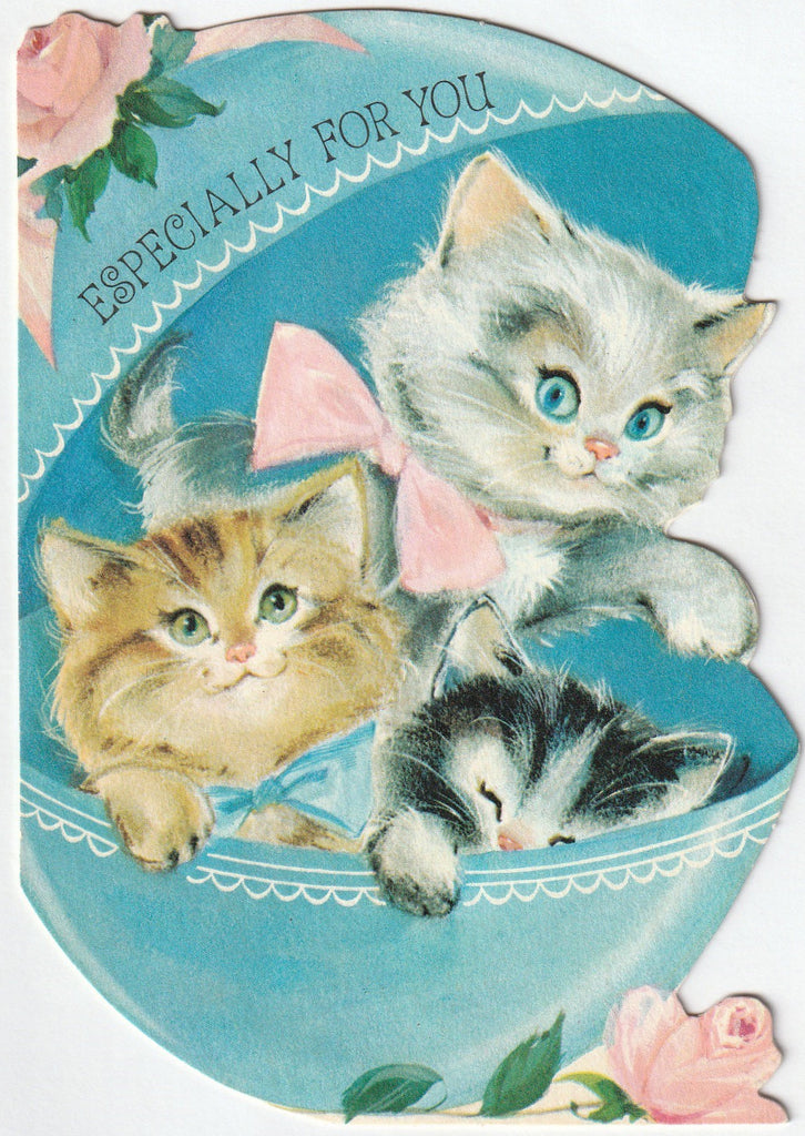 Especially For You - Easter Basket Full of Kittens - Card, c. 1960s