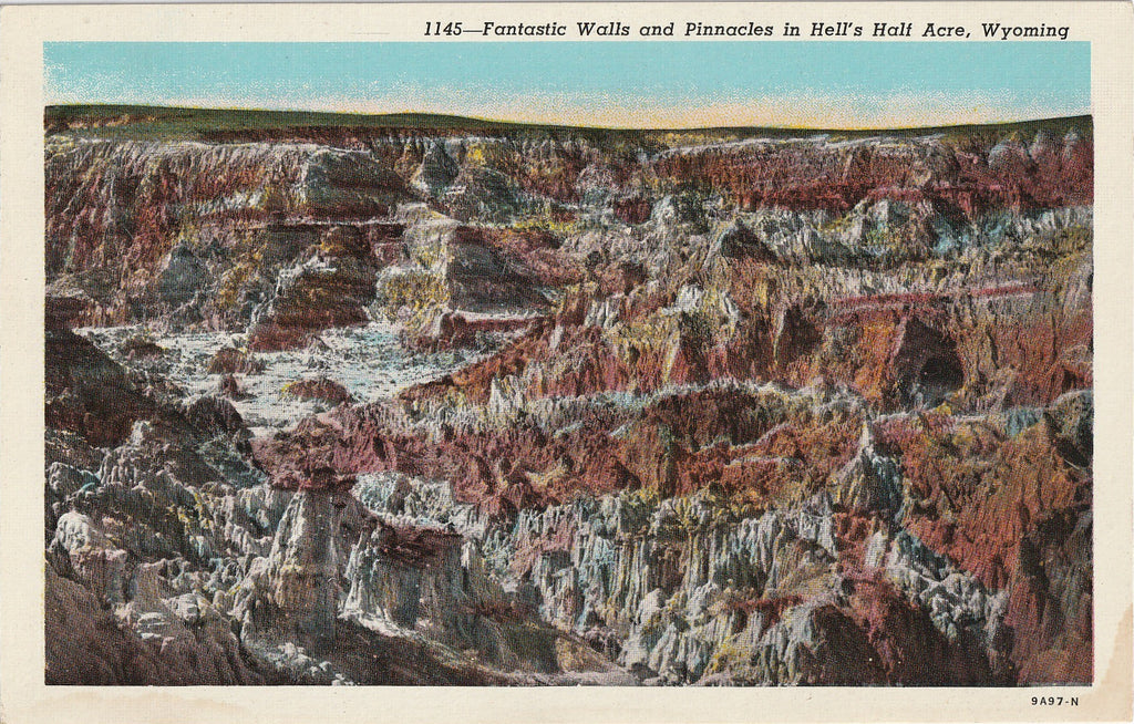 Fantastic Walls and Pinnacles Hell's Half Acre Wyoming Postcard
