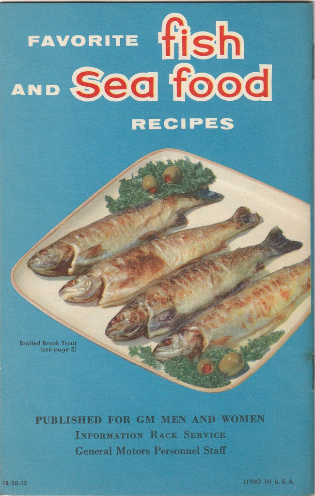 Favorite Fish and Sea Food Recipes - Tested Recipe Institute - General Motors Information Rack Service - Booklet, c. 1956 Back Cover