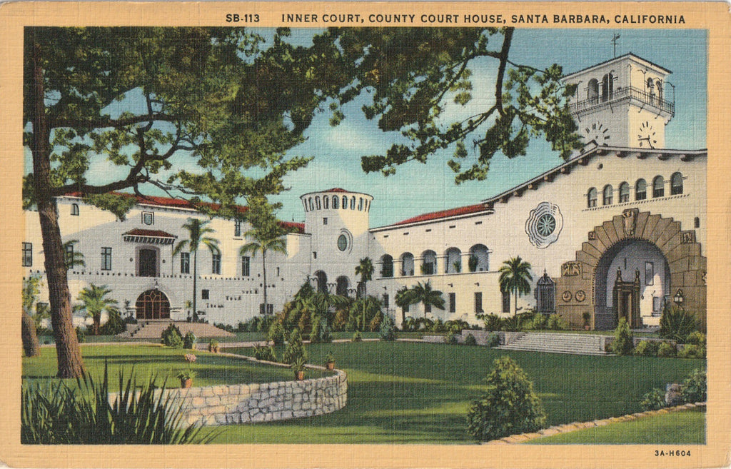 Fiesta Parade - County Court House - Santa Barbara, CA - SET of 2 - Postcards, c. 1940s