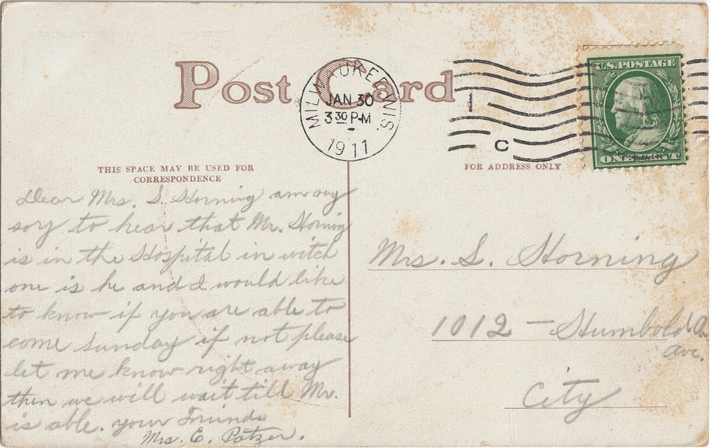 Fishing Girl - Postcard, c. 1910s Back