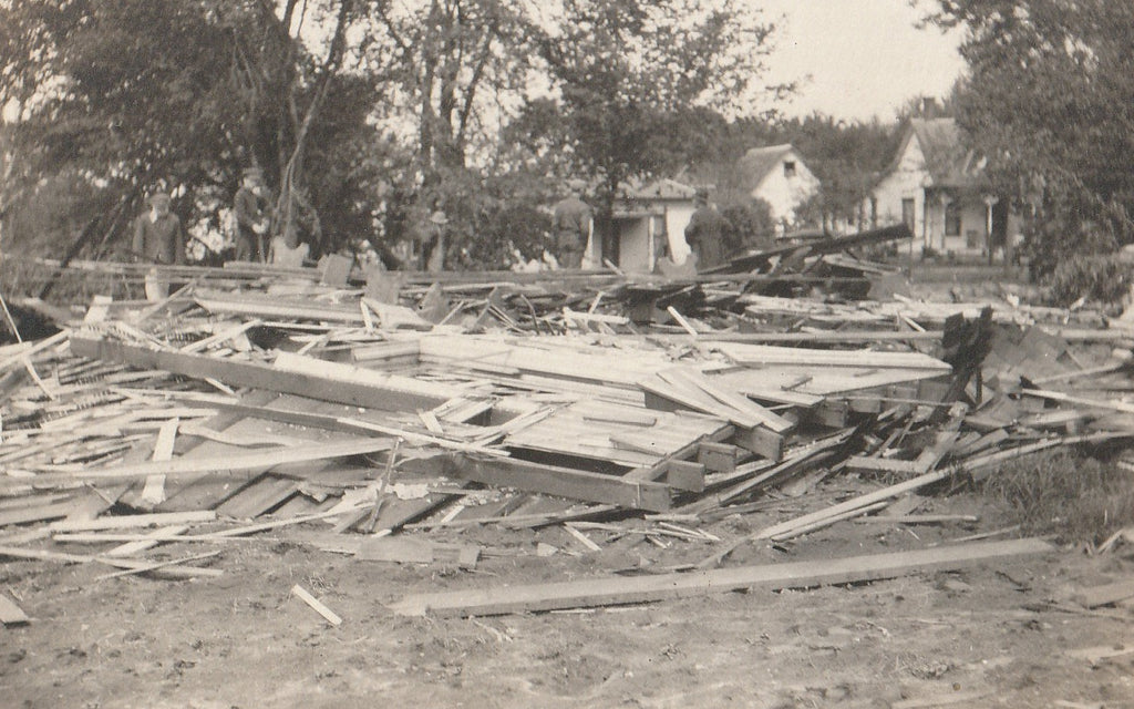 Flattened House Disaster Aftermath RPPC Photo