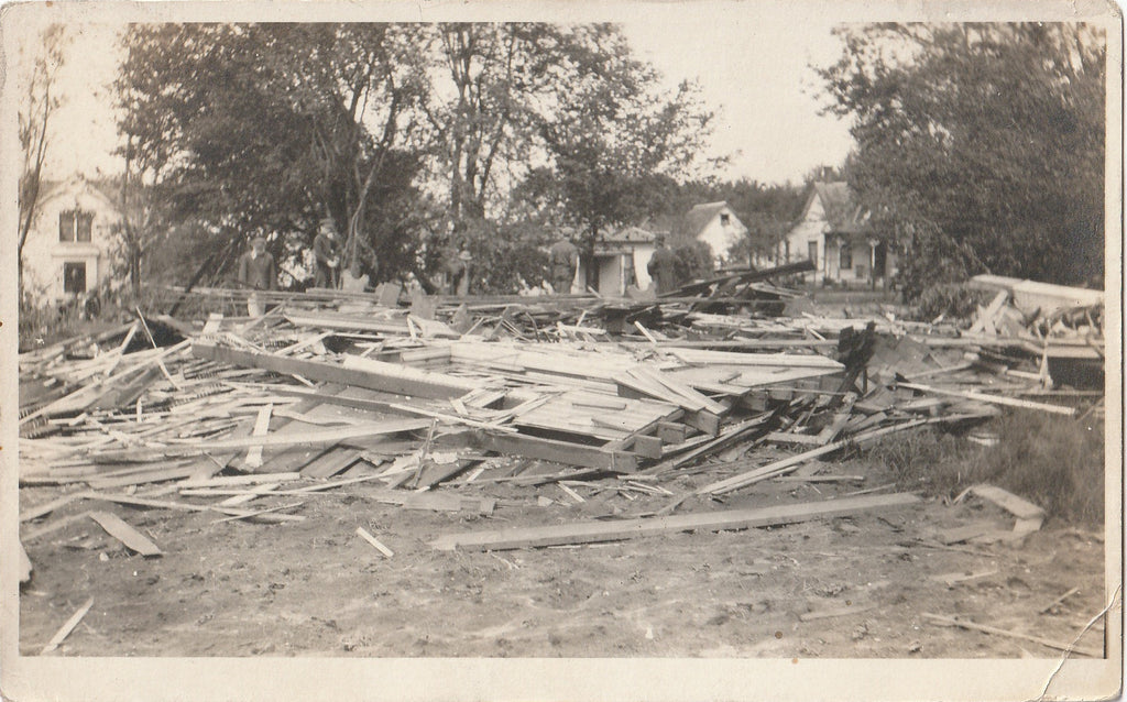 Flattened House Disaster Aftermath RPPC