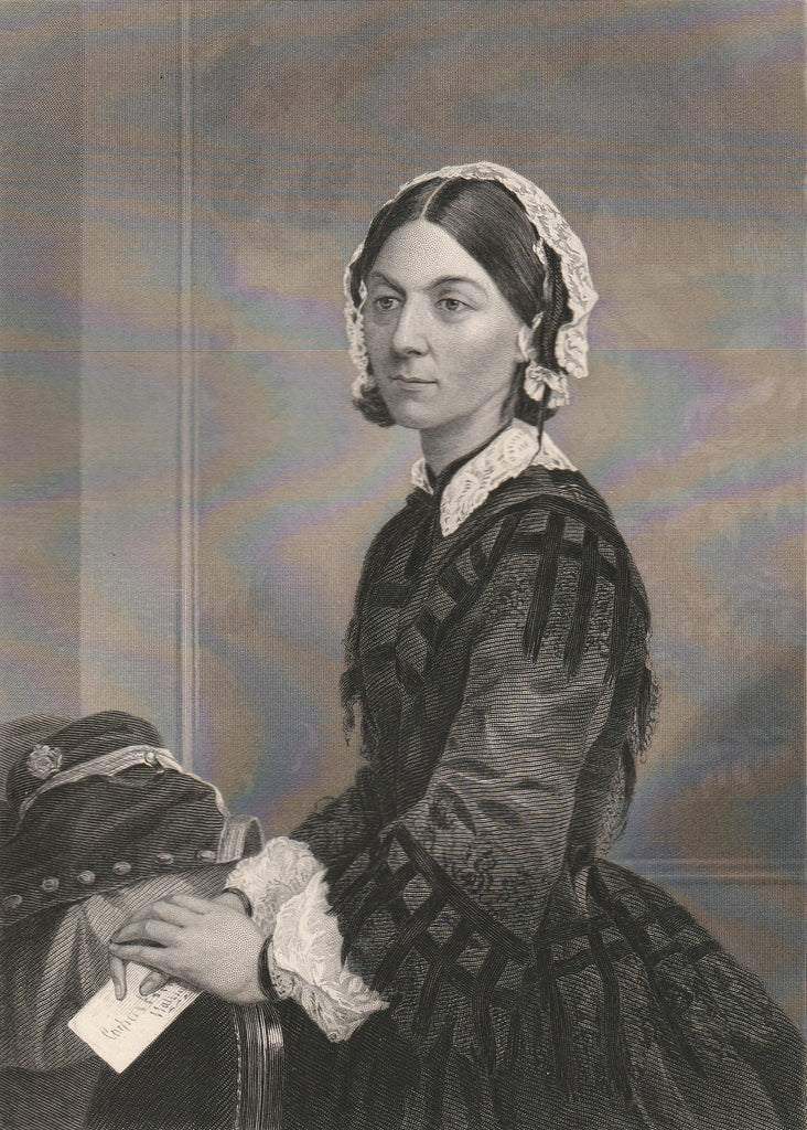 Florence Nightingale - From Painting by Alonzo Chappel - Johnson, Fry & Co. - Engraving Print, c. 1872 Close Up