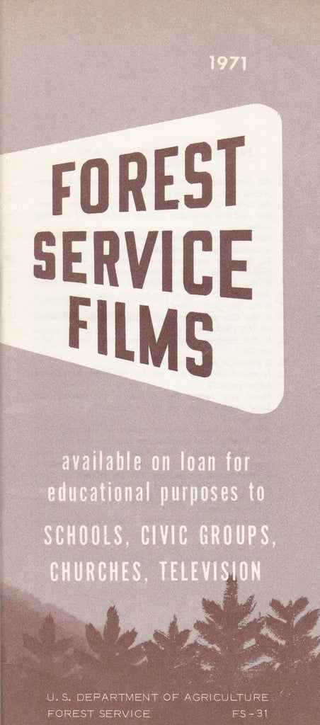 Forest Service Films 1971- 1970s Vintage Booklet- Index of Titles- Educational Films List- U.S. Department of Agriculture- Paper Ephemera