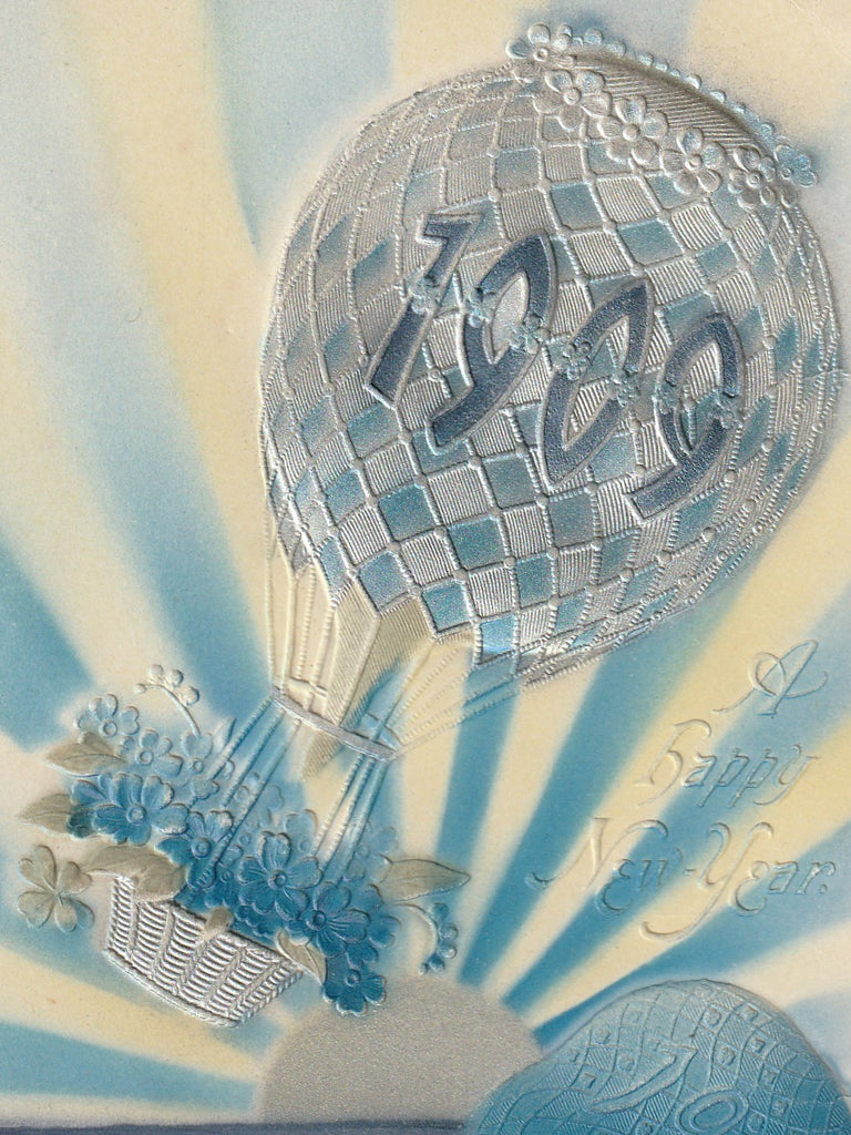 Forget-Me-Not in 1909 Hot Air Balloon Antique Postcard Close Up