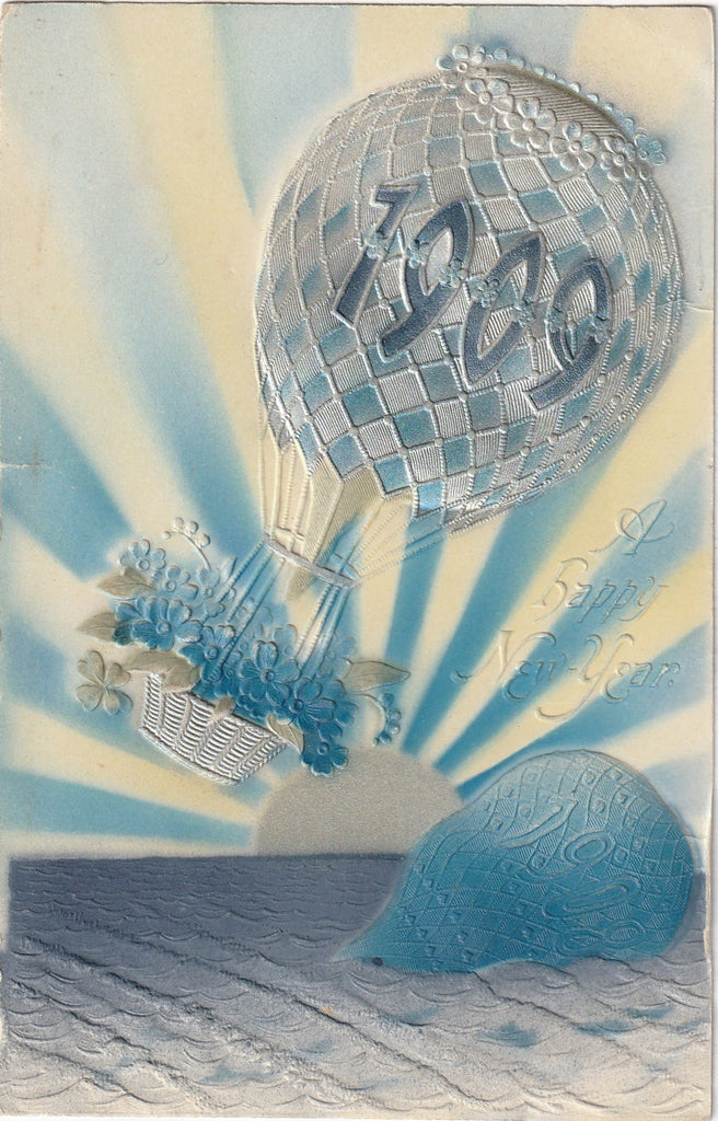 Forget-Me-Not in 1909 Hot Air Balloon Antique Postcard