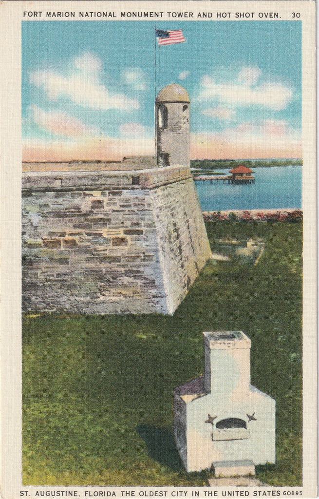 Fort Marion National Monument Tower - St. Augustine, FL - Postcard, c. 1930s