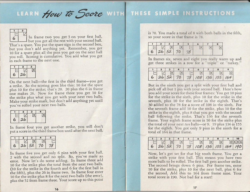 Free-Swing is the Thing - Brunswick Bowling - Booklet, c. 1947 Pg. 16-17