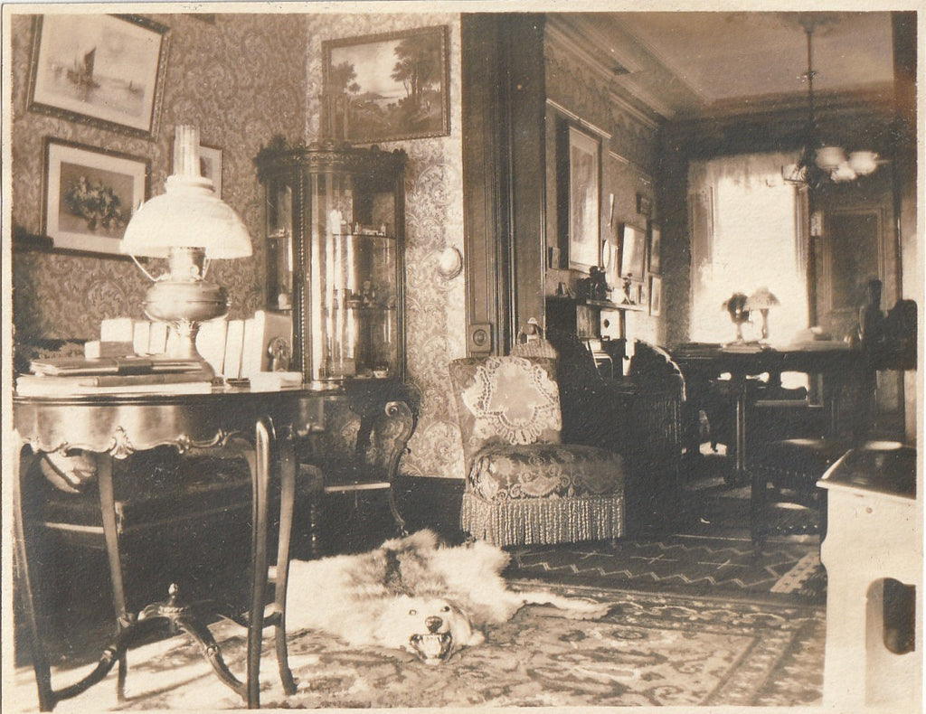 Front Parlor, Back Parlor and Bedroom - SET of 3 - Edwardian Interior - Snapshots, c. 1900s