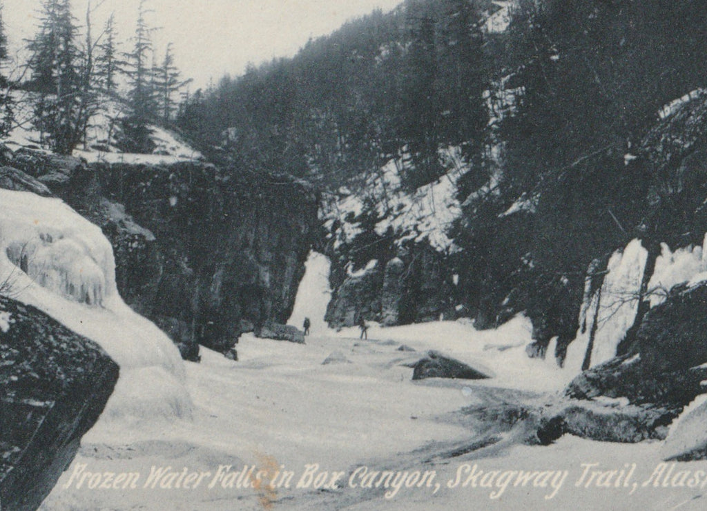 Frozen Waterfall Box Canyon Skagway Trail Alaska Antique Postcard Close Up