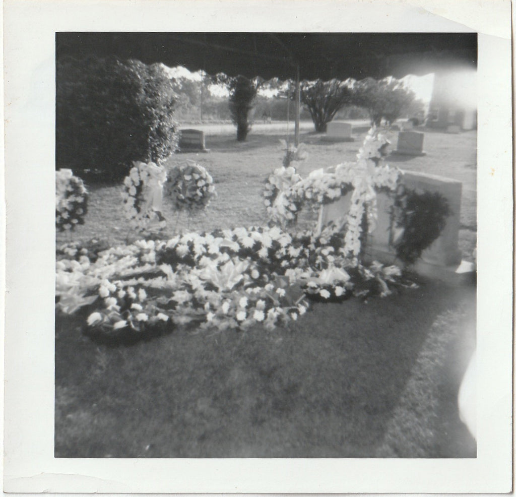Funeral Flowers Over Grave - Cemetery - Snapshot, c. 1950s