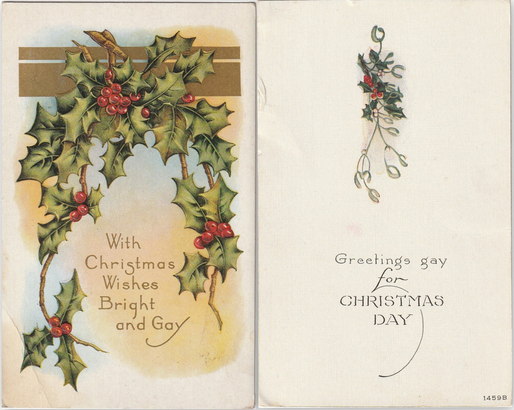 Greetings Gay For Christmas Day Antique Postcards
