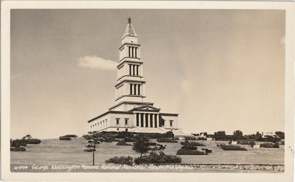 George Washington Masonic National Memorial - Alexandria, Virginia - RPPC, c. 1940s