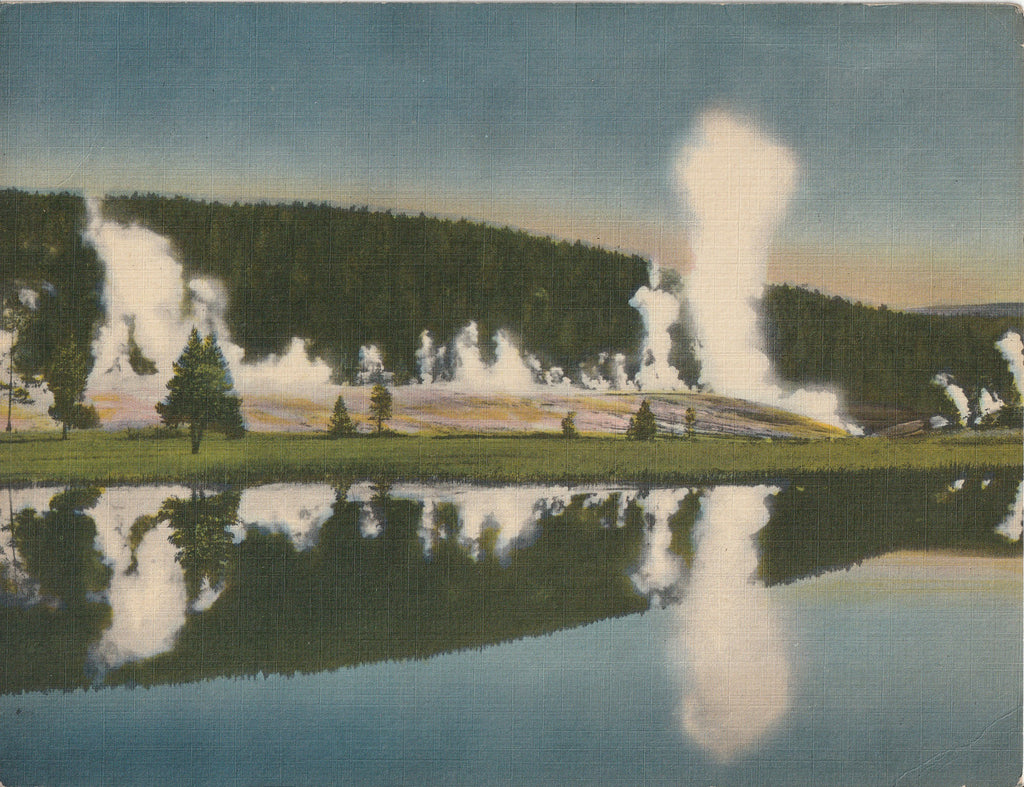 Geyser Hill, Upper Geyser Basin, Yellowstone National Park, WY - Giant Postcard, c. 1940s