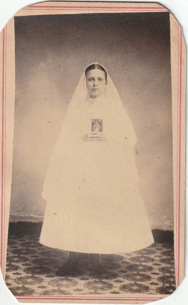 Ghostly Confirmation Girl - E. Couchman - Albany, NY - CDV Photo, c. 1800s