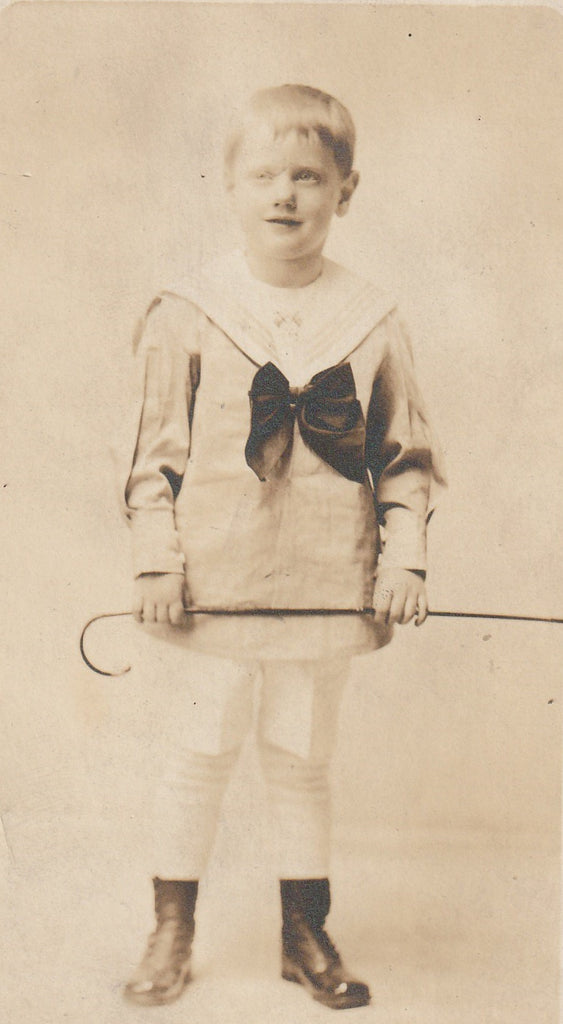 Ghostly Edwardian Sailor Boy Antique Photo RPPC Close Up