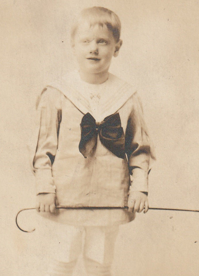Ghostly Edwardian Sailor Boy Antique Photo RPPC Close Up 2