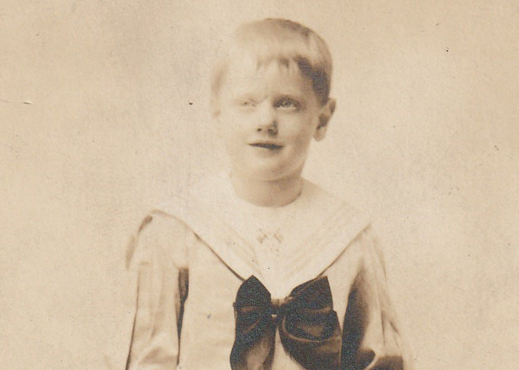 Ghostly Edwardian Sailor Boy Antique Photo RPPC Close Up 3